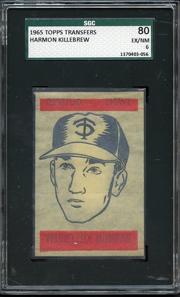 1965 TOPPS TRANSFERS HARMON KILLEBREW SGC 6