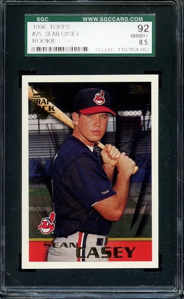 -- 1996 TOPPS #25 SEAN CASEY RC SGC 92 NM/MT+