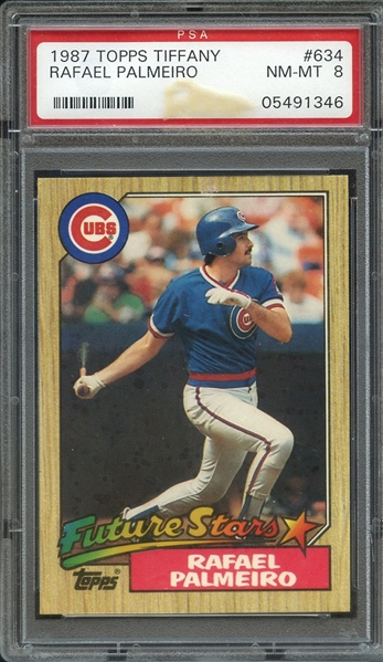 1987 TOPPS TIFFANY #634 RAFAEL PALMEIRO RC PSA 8