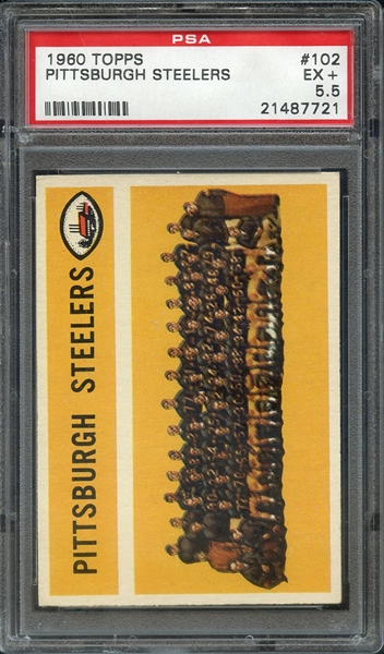 1960 TOPPS 102 PITTSBURGH STEELERS TEAM PSA 5.5