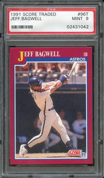 --1991 SCORE TRADED #96T JEFF BAGWELL PSA MINT 9