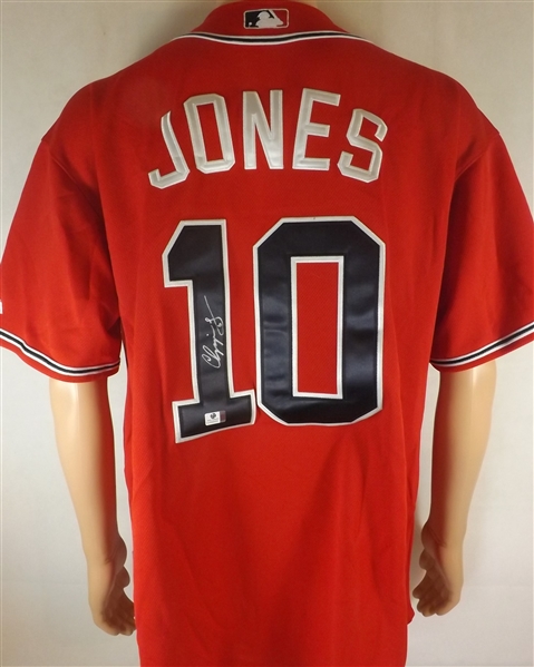 CHIPPER JONES SIGNED ATLANTA BRAVES MAJESTIC JERSEY COA