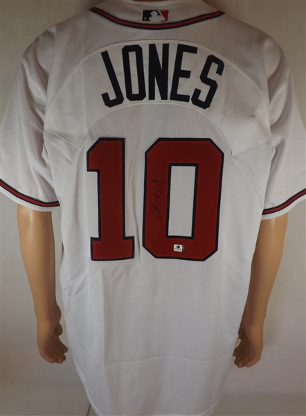 CHIPPER JONES SIGNED ATLANTA BRAVES MAJESTIC JERSEY COA