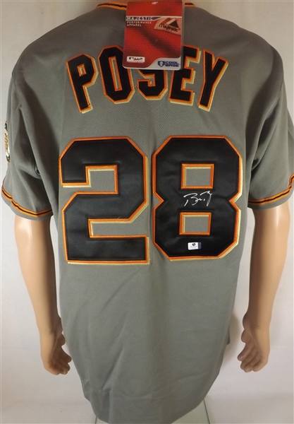 BUSTER POSEY SIGNED SAN FRANCISCO GIANTS MAJESTIC JERSEY COA
